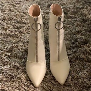 White zipper booties